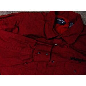 Wrangler Shirt Mens XL Tall Red Jacquard Western Snap Spellout Logo